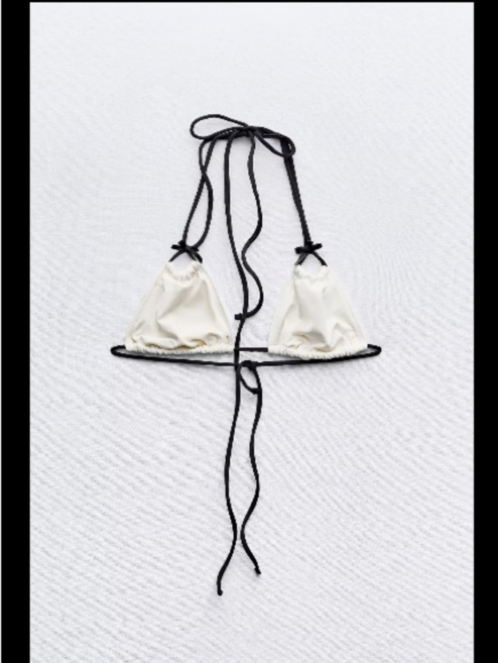 Zara White Bikini Bottom with Black Tie Sides